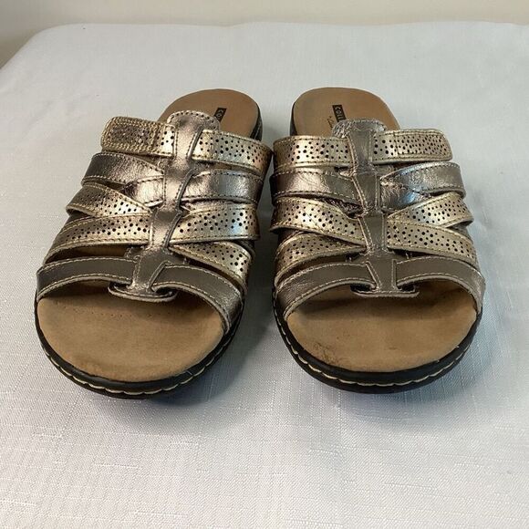 Clarks Collection Mixed Metallic Comfort Strappy Slide in Sandal Size 8 - Picture 7 of 8
